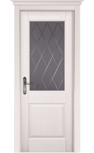 Дверь Элегия белая со стеклом брашированная